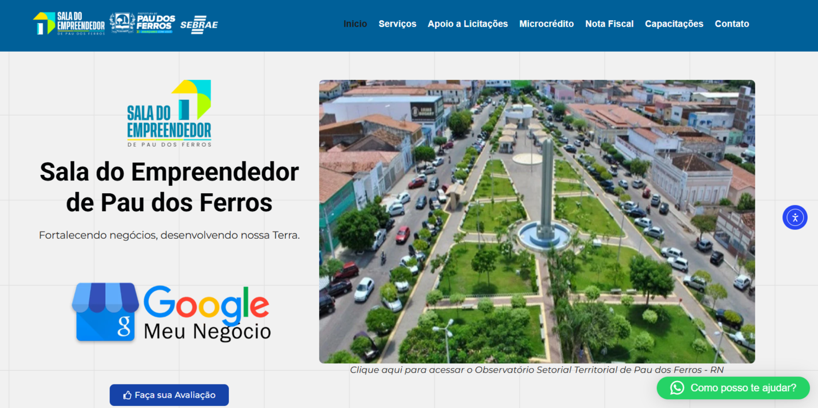 Página da Sala do Empreendedor de Pau dos Ferros